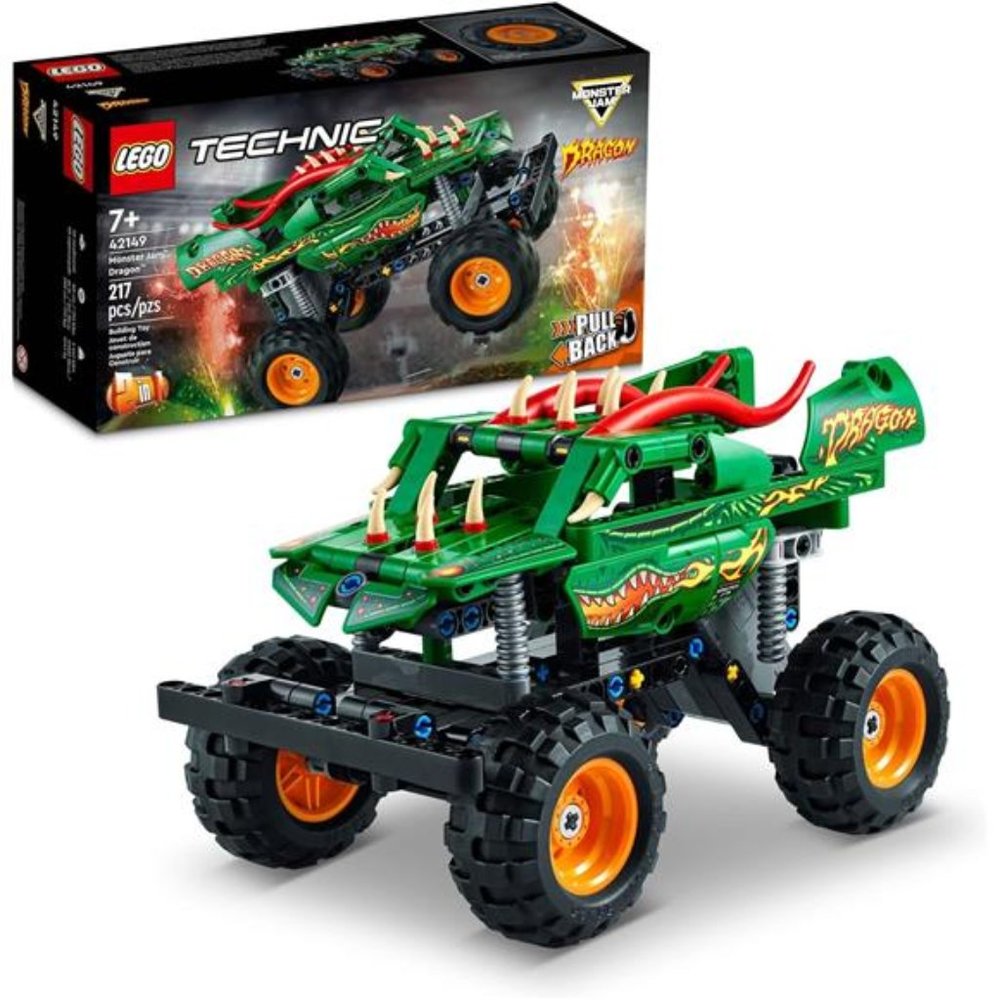 Technic Monster Jam Dragon Monster Truck Toy for Boys and Girls, 2in1 Racing Car